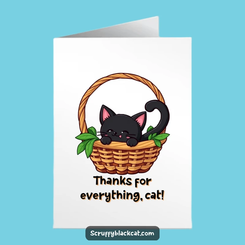 Free Printable Cat Thank You Card: Thanks from the Basket Funny Downloadable Gift