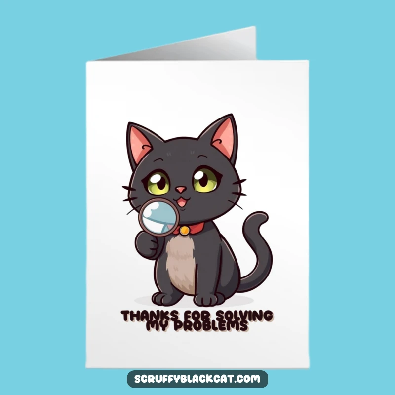 Free Printable Thank You Card: Black Cat Investigator, Grateful Nod, Downloadable Funny Gift