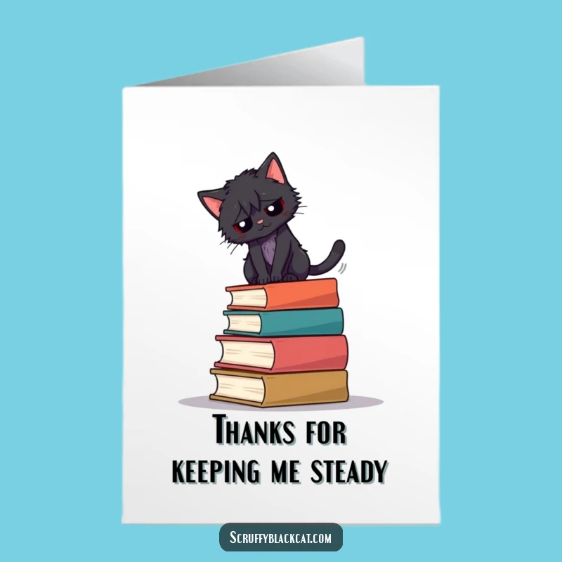 Free Printable Thank You Card: Cat's Bookish Balance Downloadable Gift