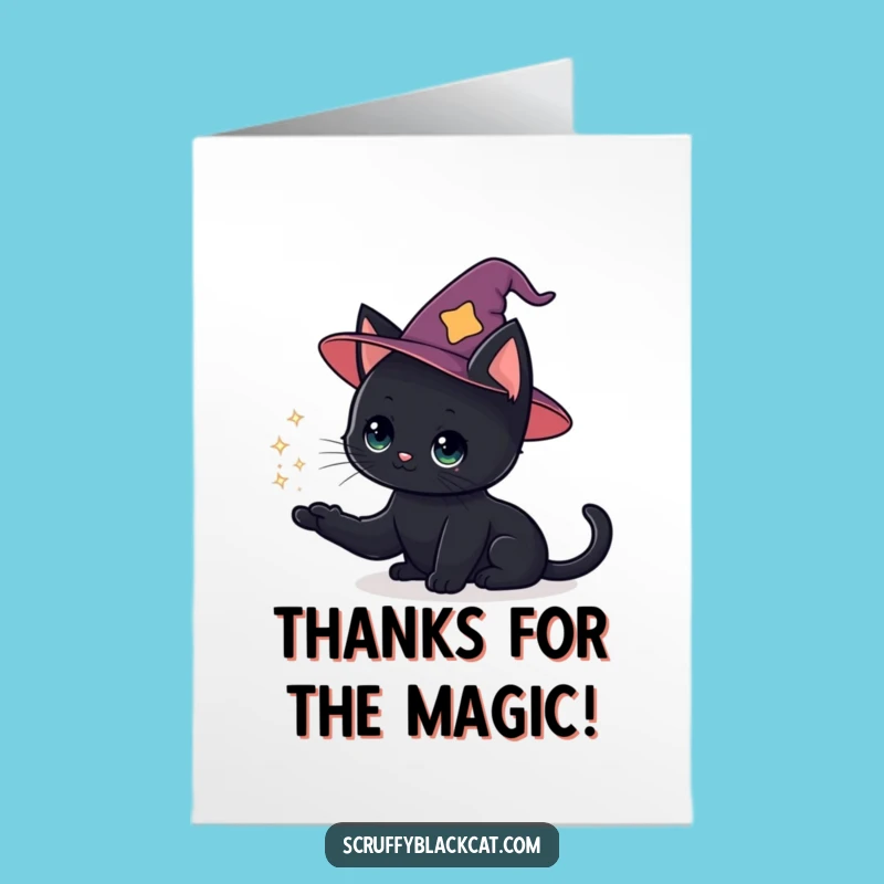 Free Printable Thank You Card: Cat's Magic Thanks, Fun Downloadable Gift