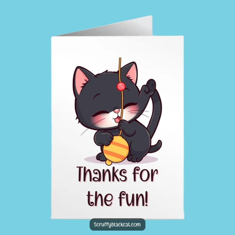 Free Printable Thank You Card: Cat String Play - Downloadable