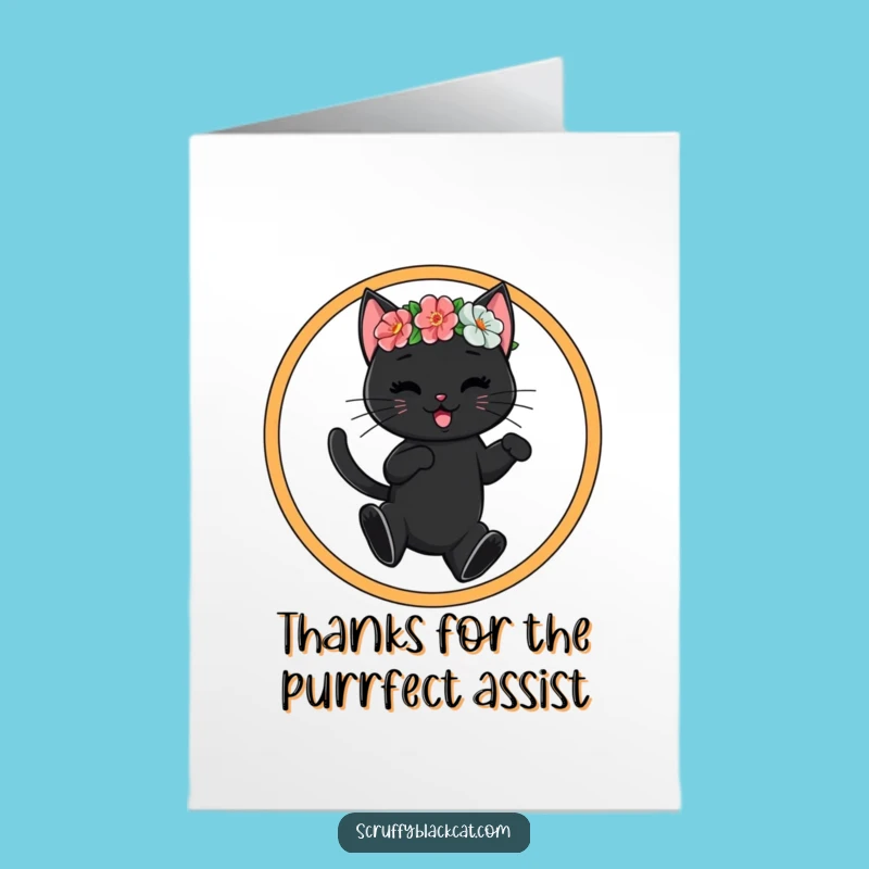 Free Printable Thank You Card: Funny Cat Hoop Jump, Downloadable Appreciation Humor