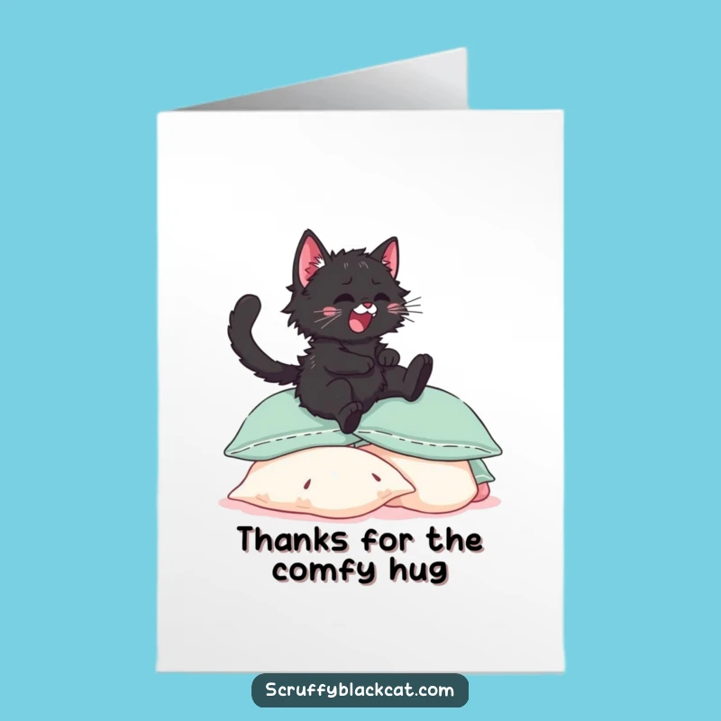 Free Printable Thank You Card: Kitten Pillow Leap of Gratitude