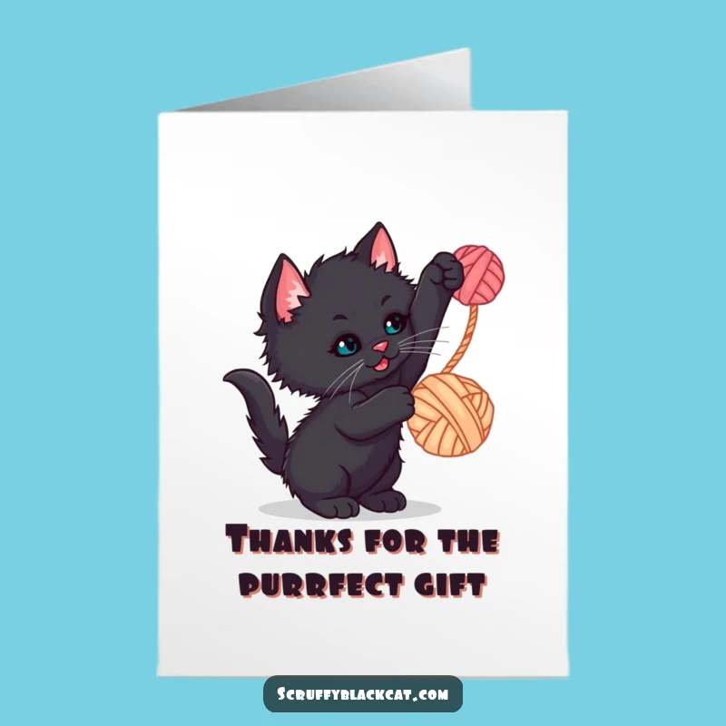 Free Printable Thank You Card: Kitten's Yarn Toss - Downloadable Gratitude