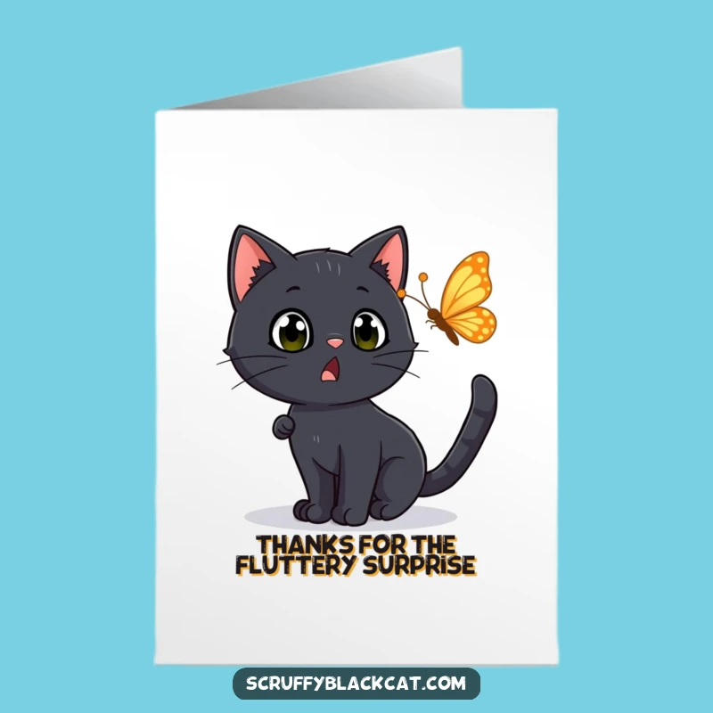 Funny Free Printable Thank You Card: Cat & Butterfly Pursuit - Grateful Downloadable Gift!