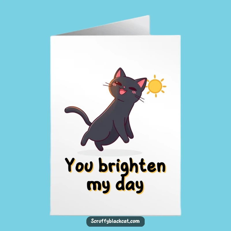 Funny Free Printable Thank You Card: Cat Chasing Sunbeam - Cheerful Downloadable Appreciation
