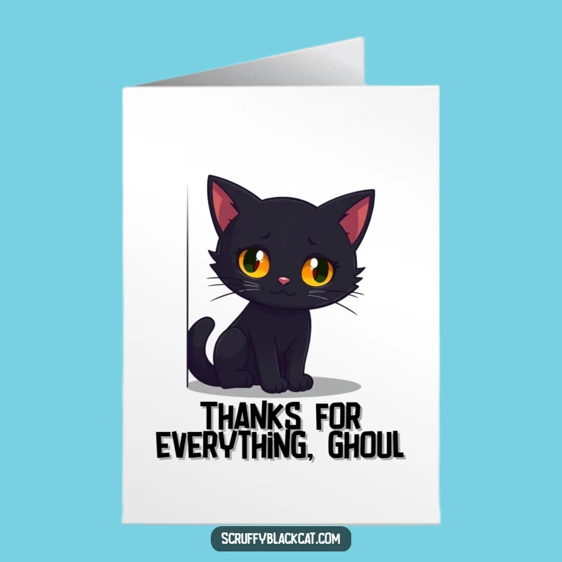Funny Free Printable Thank You Card: Glowing Cat Eyes - Mysterious Downloadable Appreciation