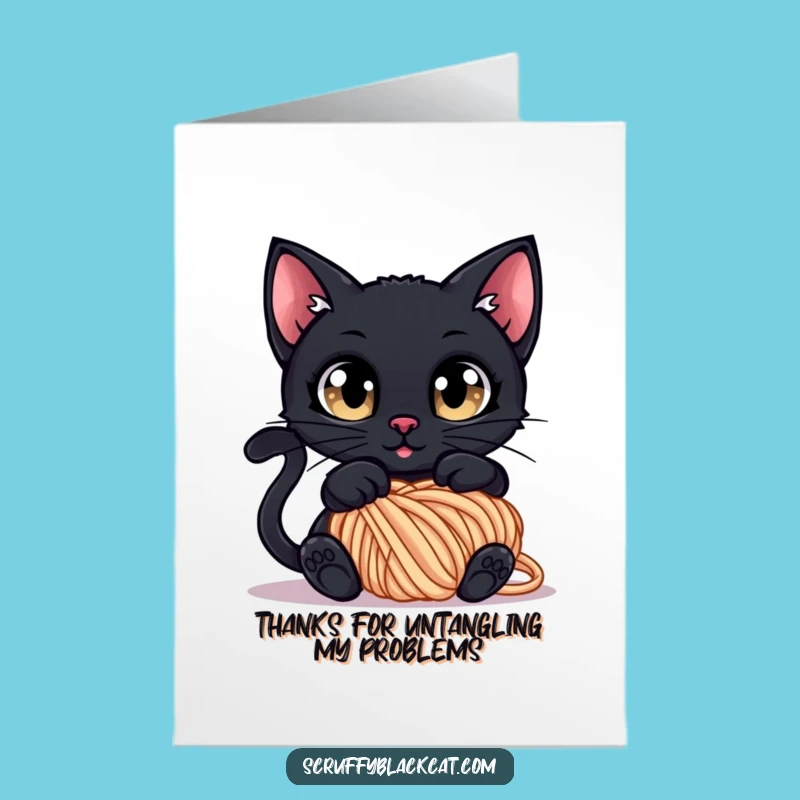 Funny Free Printable Thank You Card: Yarn Cat Mess - Grateful Downloadable Gift!