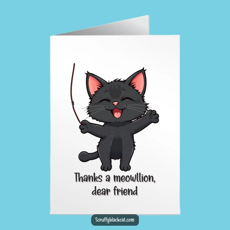 Free Printable Cat Thank You Card: String Batting Funny Downloadable Gift of Gratitude