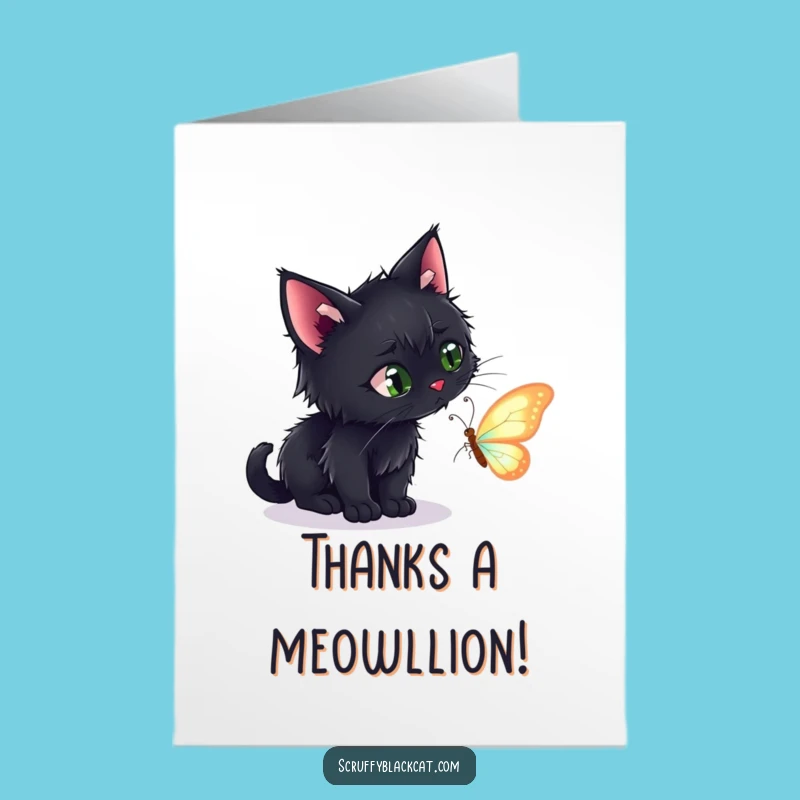 Funny Free Printable Thank You Card: Cat Stalking Butterfly - Adorable Downloadable Appreciation Gift