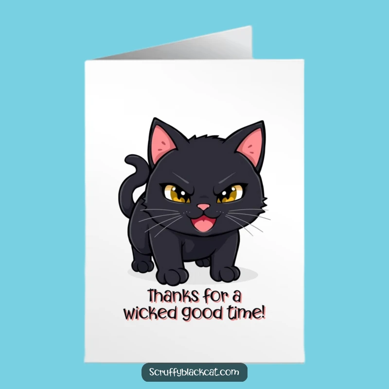 Free Printable Thank You Card: Sly Cat Pounce, Funny Downloadable Gift