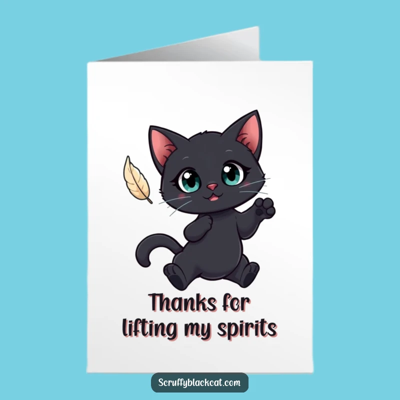 Free Printable Cat Thank You Card: Feather Leap Thanks Downloadable