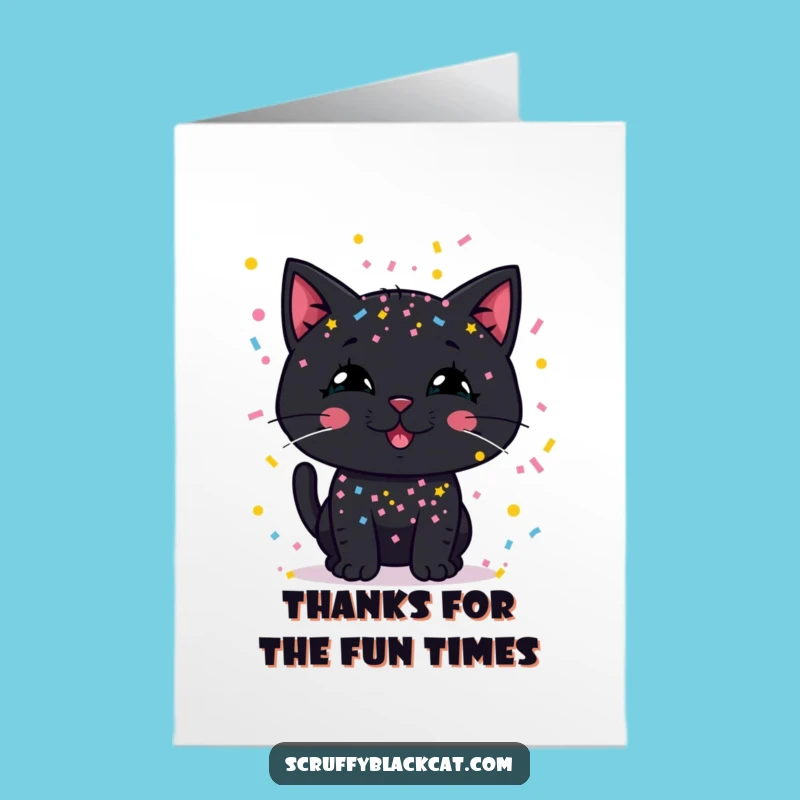 Free Printable Thank You Card: Confetti Cat Gratitude Downloadable Gift