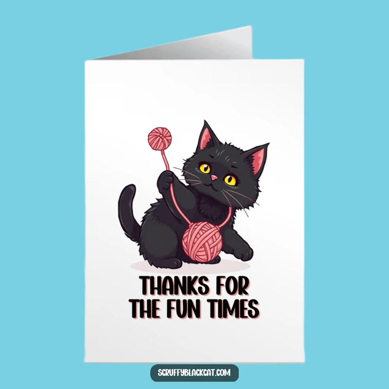 Free Printable Thank You Card: Cat Yarn Playtime, Downloadable Gratitude