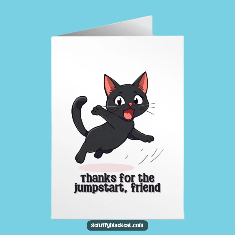 Free Printable Cat Thank You Card: Startled Leap Funny Downloadable Gift of Surprise