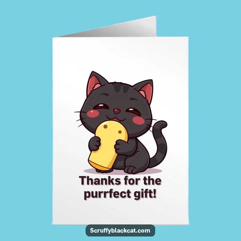 Funny Free Printable Thank You Card: Cat's Squeaky Toy Victory