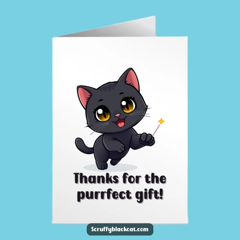 Free Printable Thank You Card: Amusing Cat Laser Dot Pursuit, Downloadable Gift