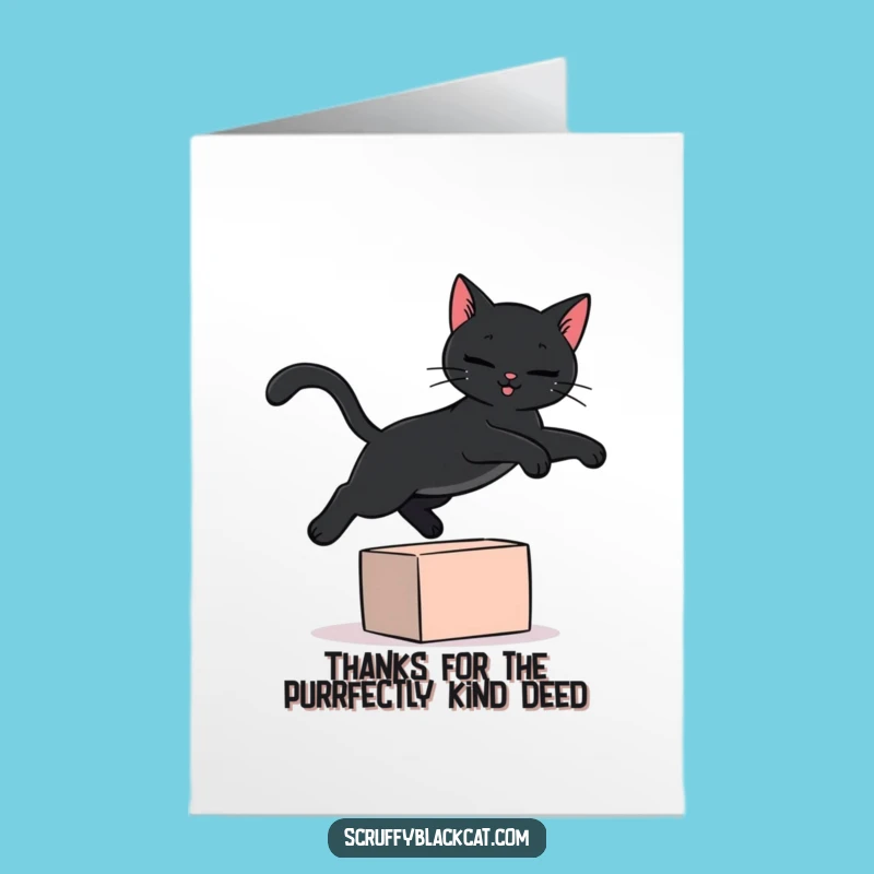Free Printable Funny Black Cat Thank You Card: Graceful Leap
