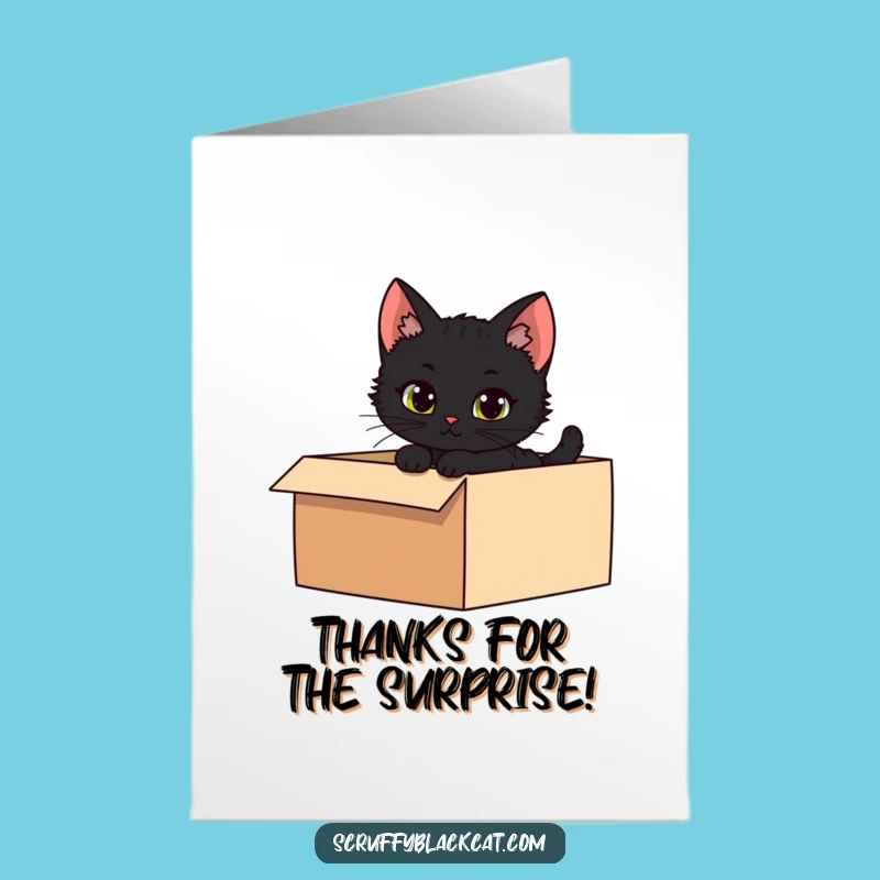 Free Printable Thank You Card: Kitten Box Peek, DIY Downloadable Gift
