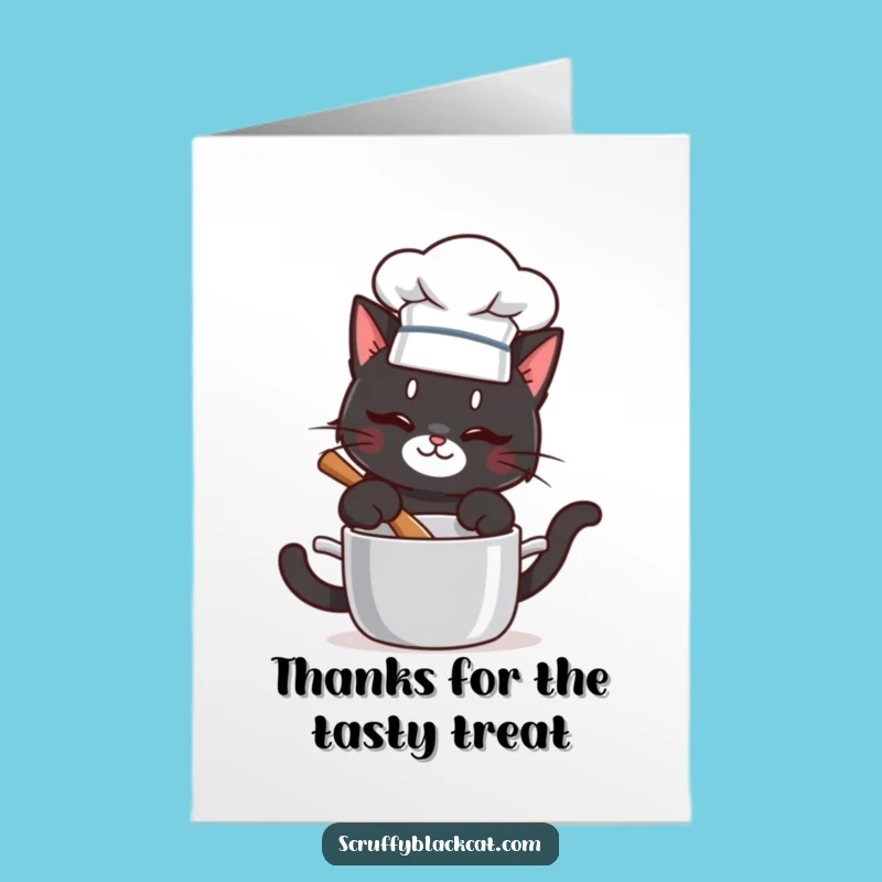 Free Printable Chef Cat Thank You Card: Cooking Thanks Downloadable