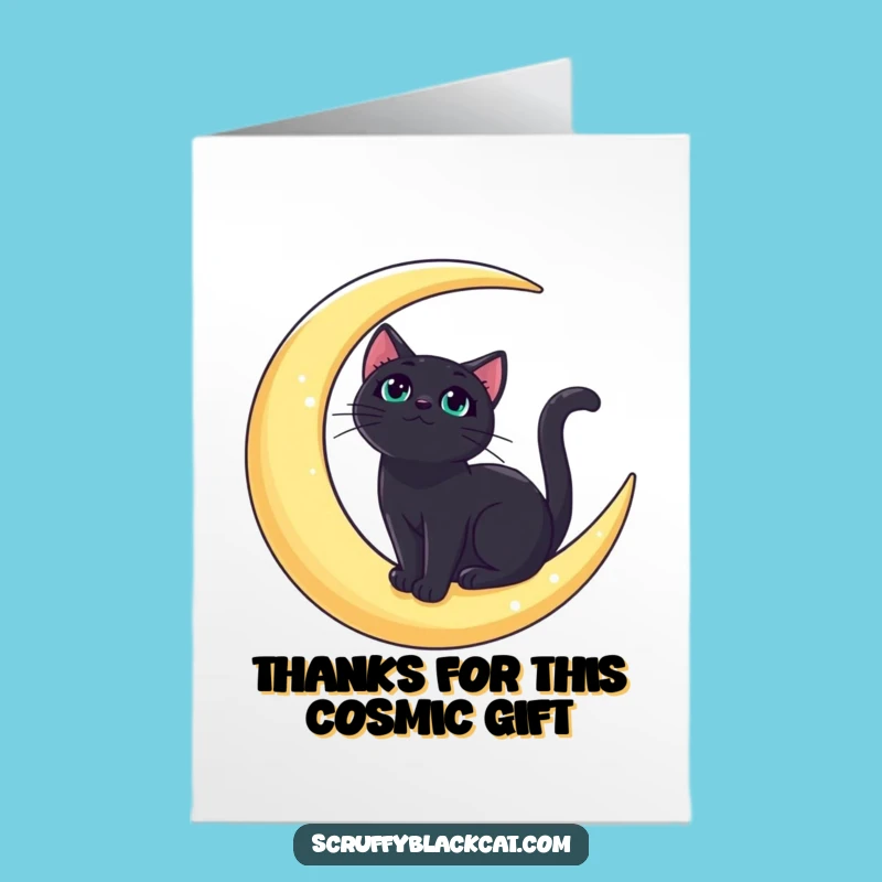 Free Printable Moon Cat Thank You Card - Stylish Downloadable Gift for Gratitude