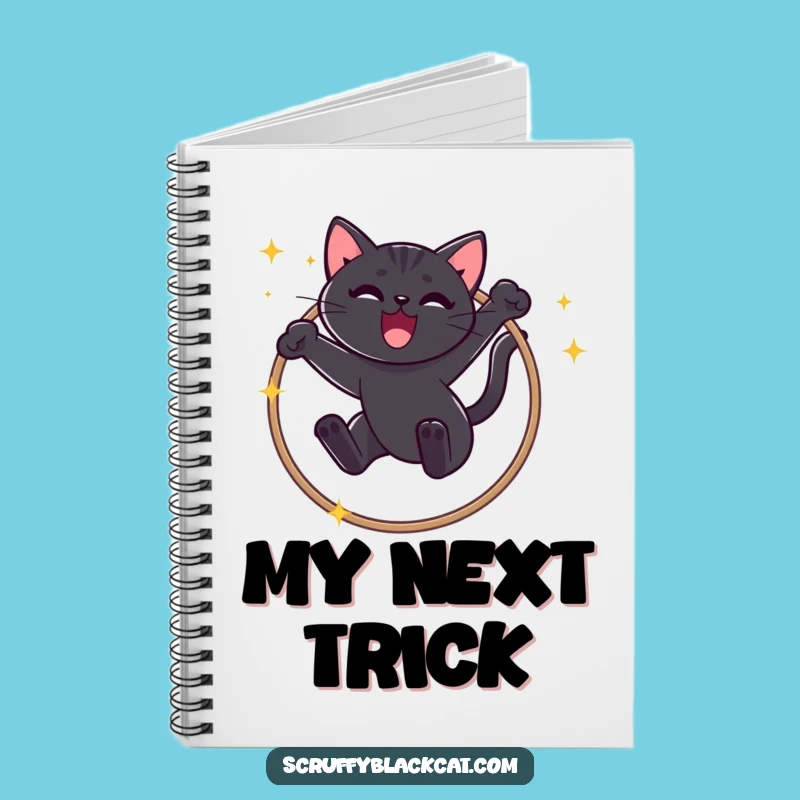Funny Black Cat Hoop Jump Notebook: Triumphant Meow Journal Gift