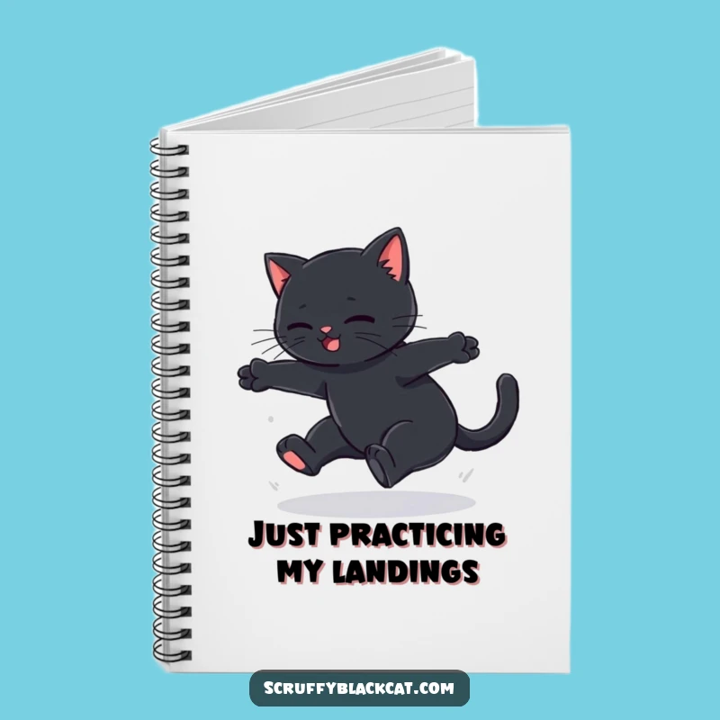 Funny Black Cat Leap Fail Notebook - Hilarious Cat Journal for Daily Doodles
