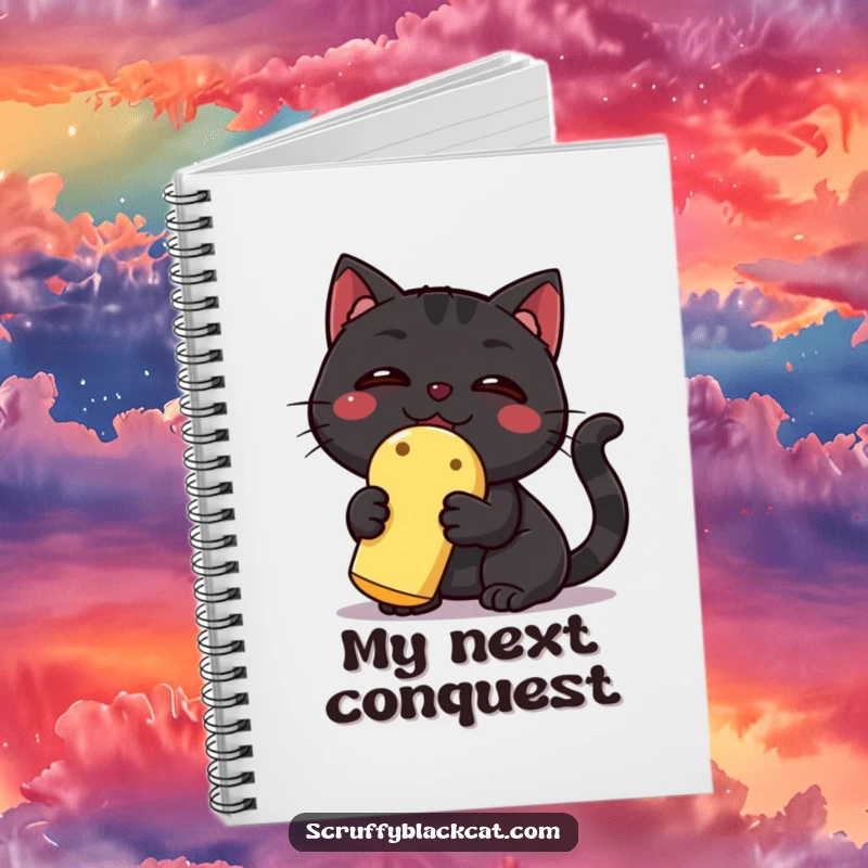 Funny Black Cat Notebook: A triumphant black cat beams, holding a squeaky toy, inspiring hilarious thoughts and creative writing.