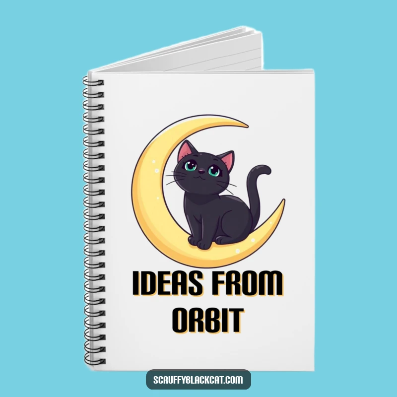 Funny Bold Black Cat Moon Notebook: Jot Down Cosmic Ideas