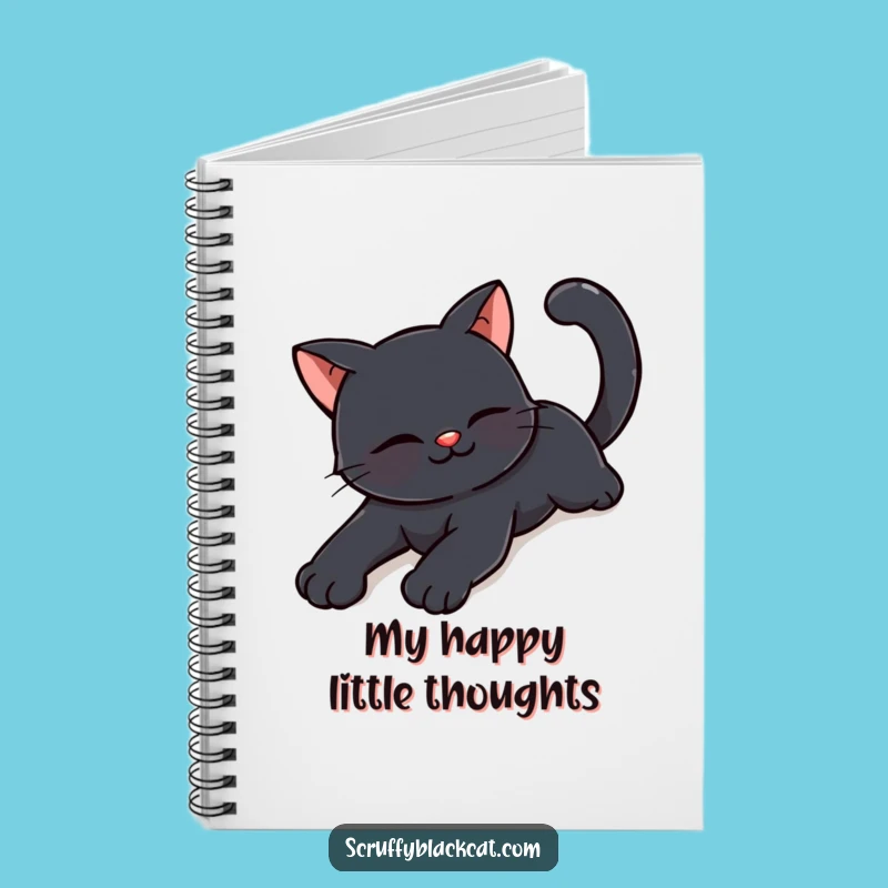 Funny Happy Black Cat Stretching Notebook: Journal Your Bliss