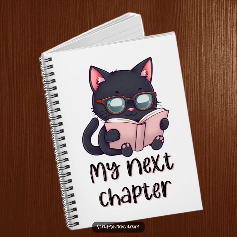 Funny Scholar Cat Notebook: Features a black cat in spectacles reading, a creative and funny gift.