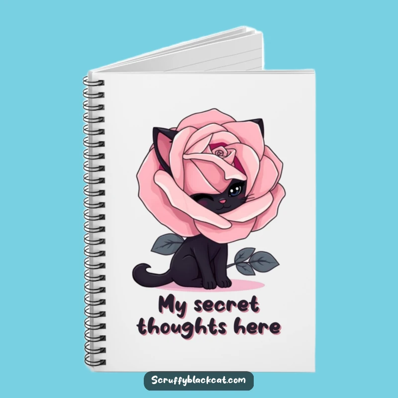Funny Shy Black Cat Gothic Rose Notebook: Jot Down Your Thoughts