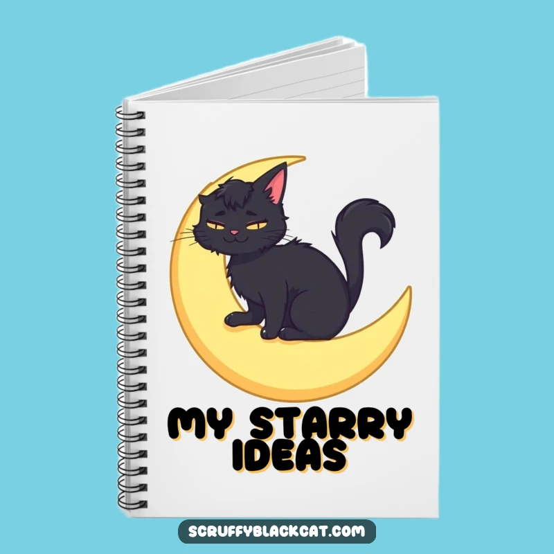 Funny Moon Cat Notebook: Scruffy Cat Celestial, Journal Dreamy Gift