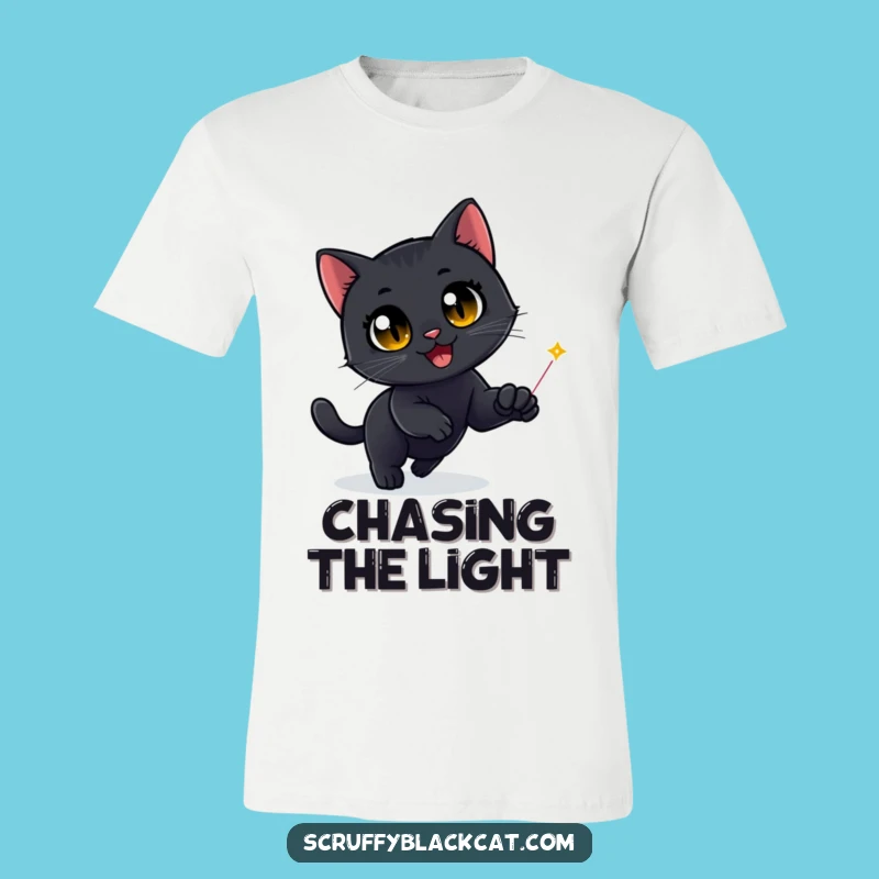 Funny Black Cat Laser Chase T-Shirt - Hilarious Cat Lover Apparel Gift