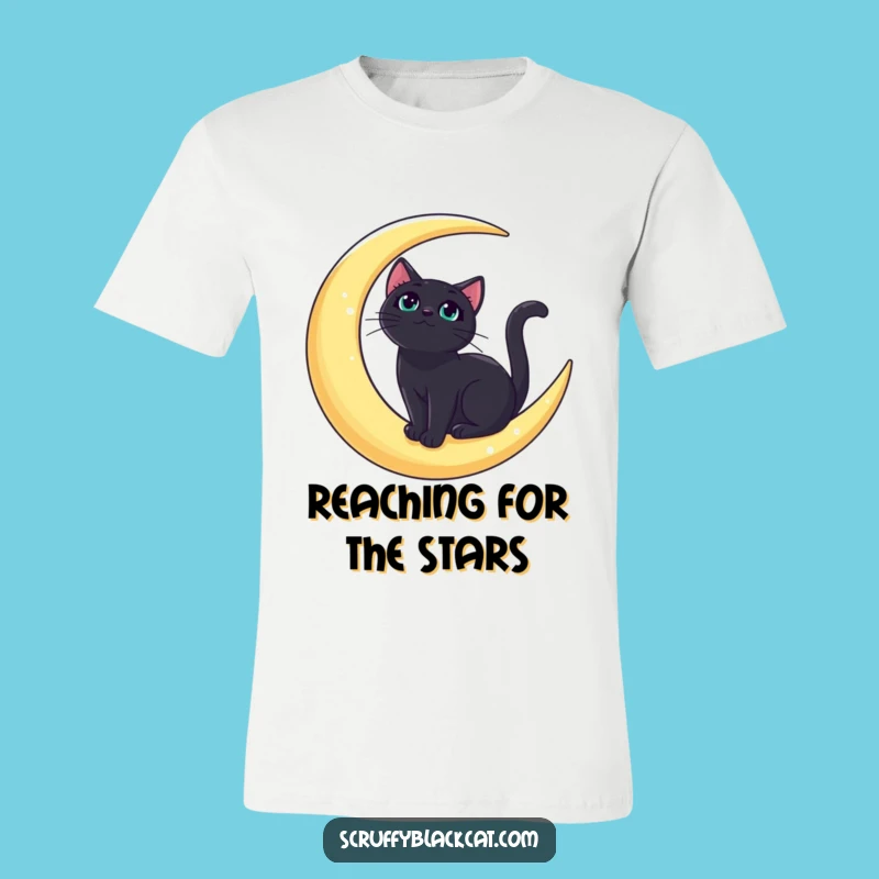 Funny Bold Black Cat Moon T-Shirt: Cosmic & Humorous Style