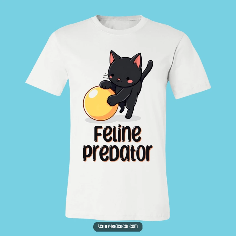 Funny Cat Pounce Power T-Shirt: Energetic Black Cat, Hilarious Gift Apparel