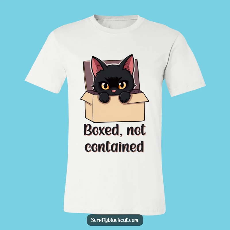 Funny Cat T-Shirt: Mischievous Cat Box Peek, Mysterious Feline, Ideal Gift