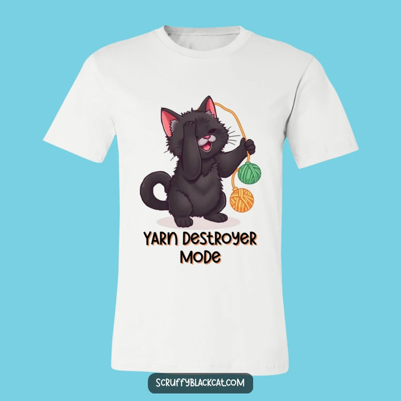 Funny Cat Yarn Tee: Scruffy Playtime Shirt, Hilarious Cat Gift