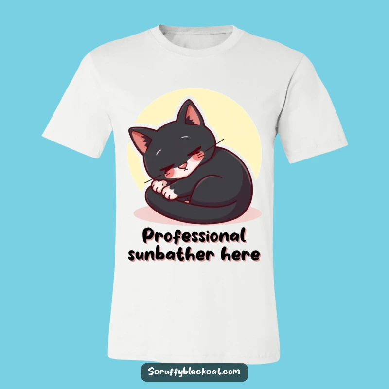 Funny Content Cat Sunbeam T-Shirt - Cozy Feline Bliss Gift for Relaxers