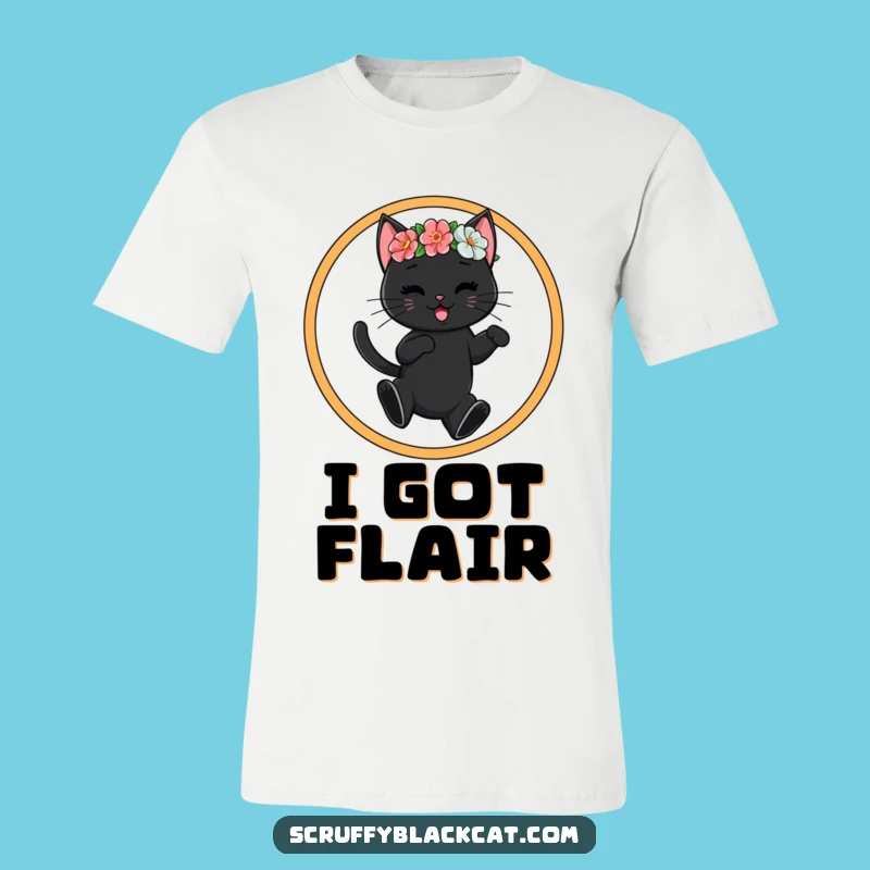 Funny Hoop Jumping Cat Flower Crown Tee - Hilarious Cat Lover T-Shirt Gift!