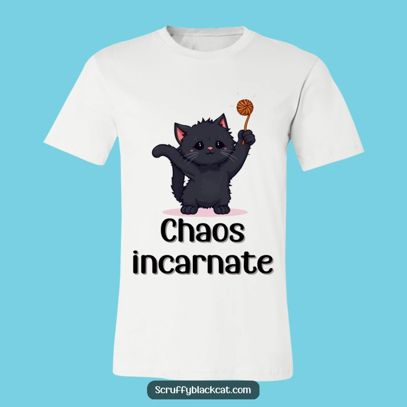 Funny Kitten Yarn Chase T-Shirt: Playful Scruffy Cat, Hilarious Gift Apparel