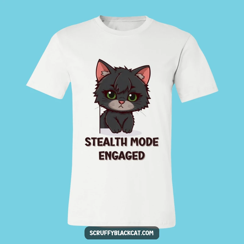 Funny Scruffy Cat T-Shirt - PEEK-a-BOO Design, Hilarious Cat Lover Gift