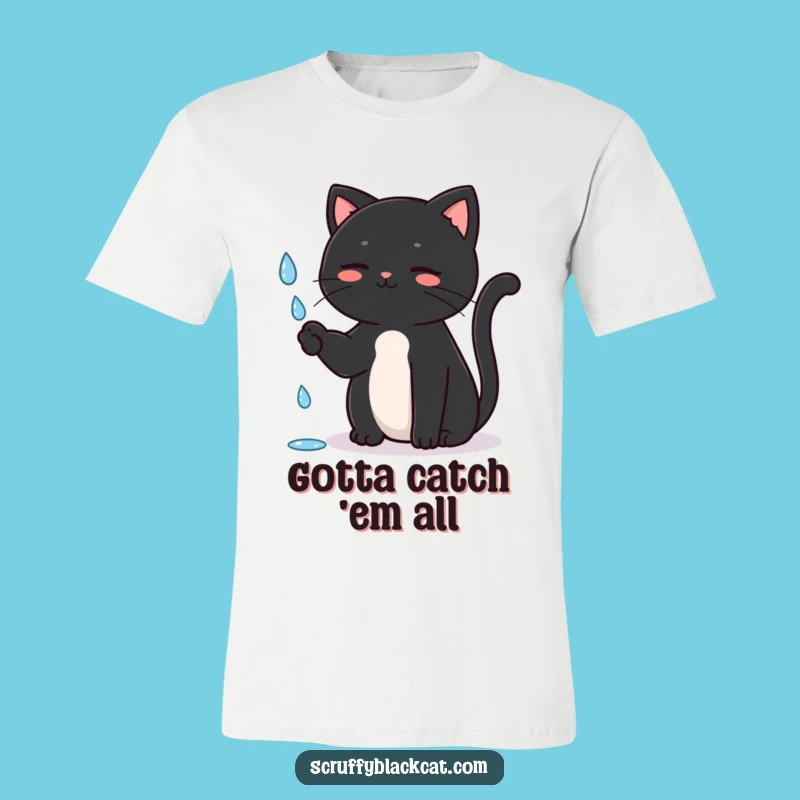 Funny Cat Raindrop T-Shirt: Curious Kitty Fun, Awesome Funny Gift