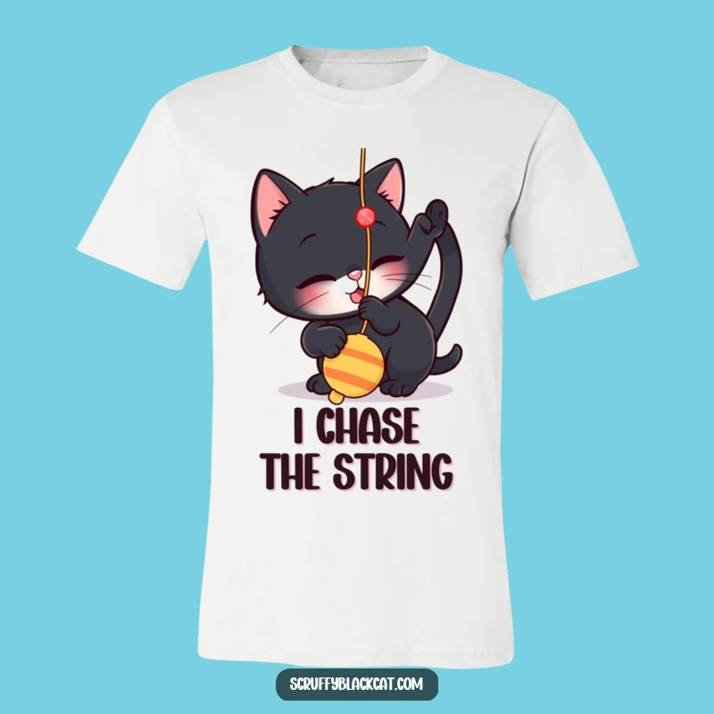 Funny Cat T-Shirt: Playful Kitten with String, Great Funny Gift!