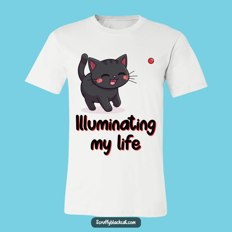 Funny Black Cat Laser Chase T-Shirt: Wear Your Playful Obsession with Pride