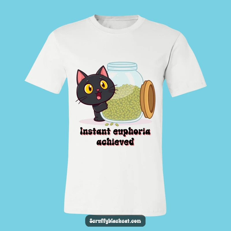Funny Catnip Cat T-Shirt - Overjoyed Expression, Hilarious Gift for Cat Fans
