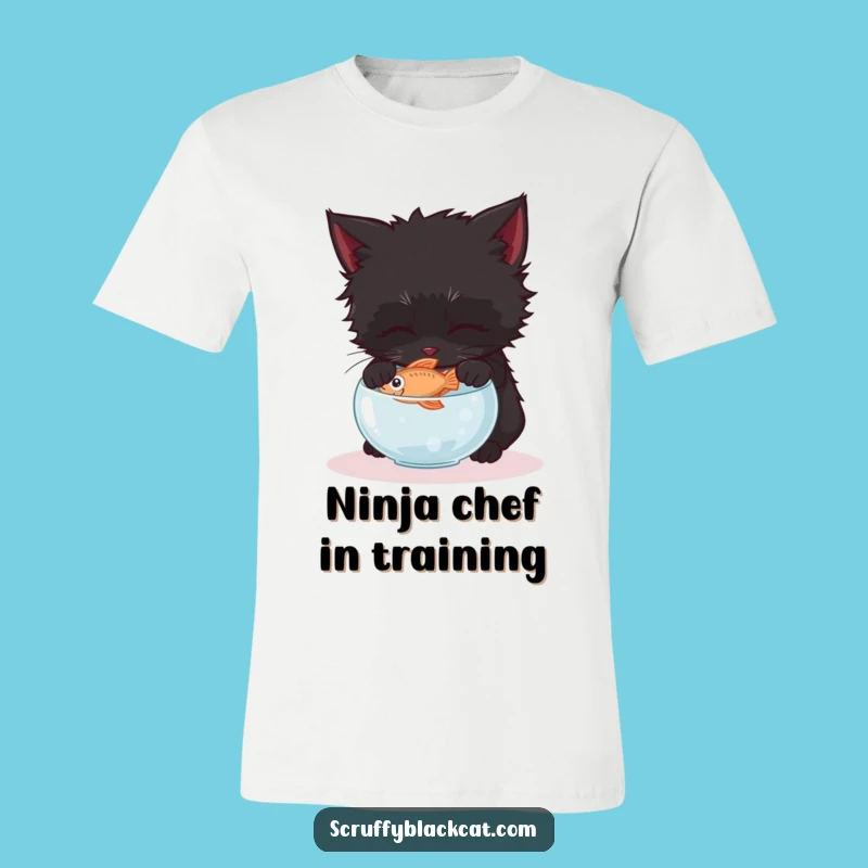 Funny Kitten Fish Thief T-Shirt: Comfy Cat Caper Apparel Gift