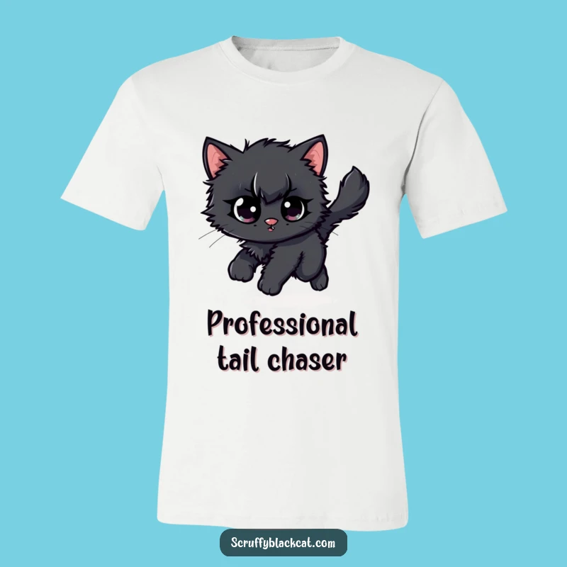 Funny Scruffy Kitten Tail Chasing T-Shirt: Hilarious Cat Apparel and Gift