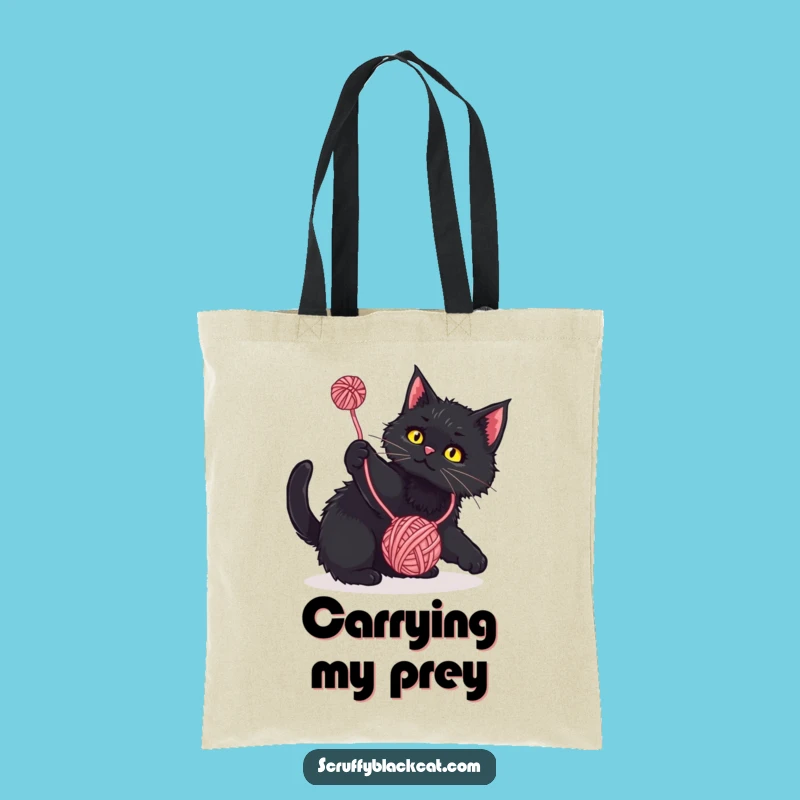 Funny Cat Tote Bag: Playful Yarn Batting, Carry Your Cat Love