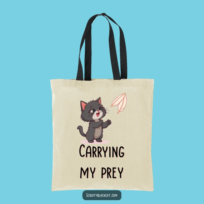 Funny Feather Play Cat Tote Bag: Hilarious Carry-All for Cat Lovers